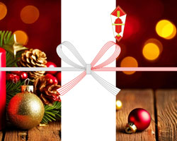 キャンドルとオーナメントを飾ったクリスマスのし紙無料テンプレート