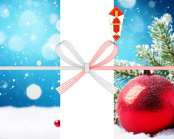 冬の空に映える赤い飾りのクリスマスの無料のし紙テンプレート
