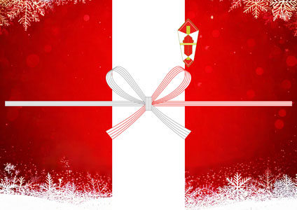 赤と白のツートーンが映える、クリスマスらしいデザインの無料のし紙テンプレート