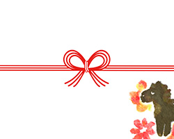 仔馬と花のイラストを描いた午年の熨斗紙テンプレート