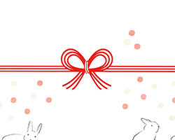 ウサギと紅白の柄を描いた熨斗紙テンプレート
