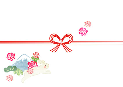 ウサギと富士山のイラストを描いた卯年の熨斗紙テンプレート