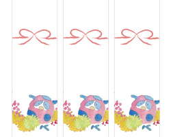 だるま牛と菊の花輪を描いた短冊熨斗紙