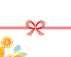 オレンジジュースのイラストを描いた熨斗紙