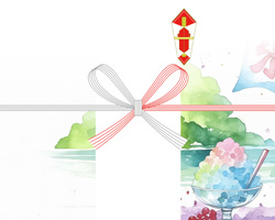 かき氷のイラストを描いた夏らしい熨斗紙テンプレート