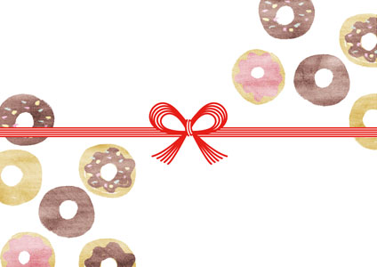 ドーナツのイラストを描いた洋菓子の熨斗紙テンプレート